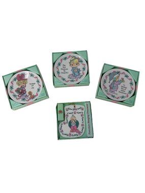 Precious Moments Christmas Plates Ornament Set Porcelain Easel Display 1990s